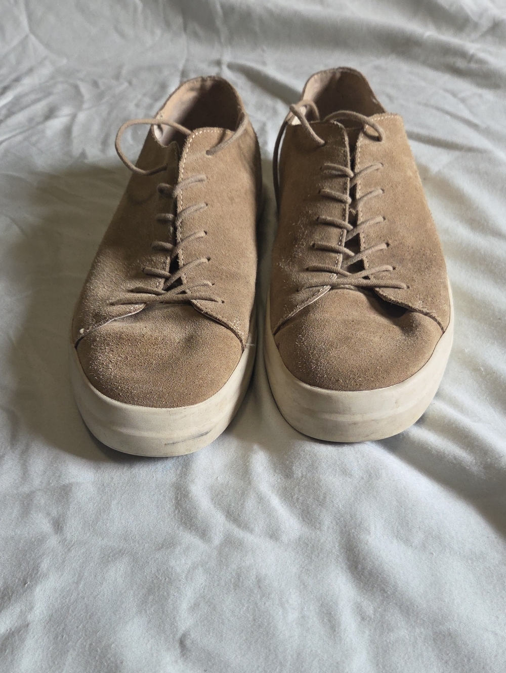 Men's Suede Platform Sneakers in Light Brown